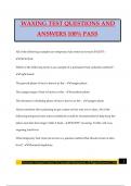 WAXING TEST QUESTIONS AND ANSWERS 100&percnt; PASS
