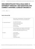 HESI GERONTOLOGY FINAL EXAM 2025 &vert; 2 DIFFERENT VERSIONS &vert; 200 QUESTIONS AND CORRECT ANSWERS &vert; ALREADY GRADED A&plus;