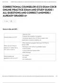 CORRECTIONAL COUNSELOR &lpar;CC1&rpar; EXAM CDCR ONLINE PRACTICE EXAM AND STUDY GUIDE &vert; ALL QUESTIONS AND CORRECT ANSWERS &vert; ALREADY GRADED A&plus;
