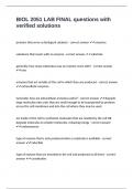 BIOL 2051 LAB FINAL questions with verified solutions