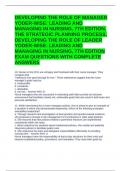 DEVELOPING THE ROLE OF MANAGER YODER-WISE&colon; LEADING AND MANAGING IN NURSING&comma; 7TH EDITION&comma; THE STRATEGIC PLANNING PROCESS&comma; DEVELOPING THE ROLE OF LEADER YODER-WISE&colon; LEADING AND MANAGING IN NURSING&comma; 7TH EDITION EXAM QUESTIONS WITH COMPLETE ANSWERS