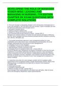 DEVELOPING THE ROLE OF MANAGER YODER-WISE&colon; LEADING AND MANAGING IN NURSING&comma; 7TH EDITION CHAPTER 29&colon; EXAM QUESTIONS WITH COMPLETE SOLUTIONS