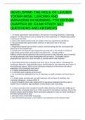 DEVELOPING THE ROLE OF LEADER YODER-WISE&colon; LEADING AND MANAGING IN NURSING&comma; 7TH EDITION CHAPTER 28&colon; EXAM STUDY SET QUESTIONS AND ANSWERS