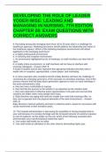 DEVELOPING THE ROLE OF LEADER YODER-WISE&colon; LEADING AND MANAGING IN NURSING&comma; 7TH EDITION CHAPTER 28&colon; EXAM QUESTIONS WITH CORRECT ANSWERS