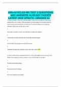 UWorld NCLEX-RN TEST 2 QUESTIONS AND ANSWERS ALREADY PASSED LATEST 2025 UPDATE &vert; GRADED A&plus;