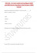 CYB 210 - 3-2 Lab&colon; Install and Configure DHCP  and DNS Servers Questions And Answers 100&percnt;  Correct
