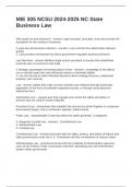 MIE 305 NCSU 2024-2025 NC State Business Law Questions and Answers 100&percnt; Solved