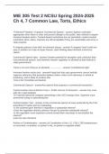 MIE 305 Test 2 NCSU Spring 2024-2025 Ch 4&comma; 7 Common Law&comma; Torts&comma; Ethics Questions and Answers Latest Updated