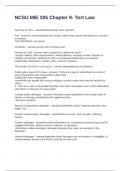 NCSU MIE 305 Chapter 9- Tort Law Questions and Answers 100&percnt; Correct