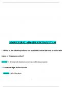 Sport First Aid 5th Edition Exam Questions and Answers 100&percnt; Pass 2025