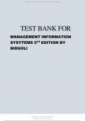 TEST BANK FOR MANAGEMENT INFORMATION  SYSYTEMS 9TH EDITION BY  BIDGOLI