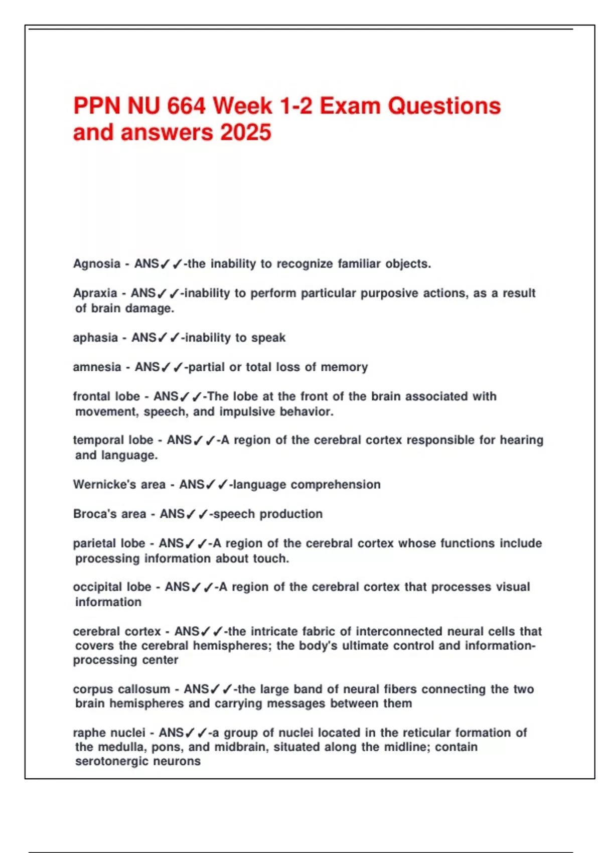 PPN NU 664 Week 1-2 Exam Questions and answers 2025. - NU664 - Stuvia US