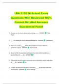 LRA 215&sol;216 Actual Exam  Questions With Reviewed 100&percnt;  Correct Detailed Answers  Guaranteed Pass&excl;&excl; 