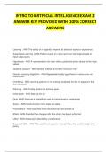 INTRO TO ARTIFICIAL INTELLIGENCE EXAM 2 ANSWER KEY PROVIDED WITH 100&percnt; CORRECT ANSWERS