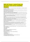 NUR 327 Exam 1 Latest Exam set Questions and correct simplified Answers