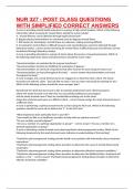NUR 327 - POST CLASS QUESTIONS WITH SIMPLIFIED CORRECT ANSWERS