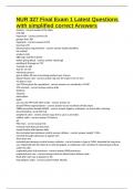 NUR 327 Final Exam 1 Latest Questions with simplified correct Answers