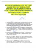 ADVANCED MEDICAL LIFE SUPPORT  AMLS &lpar;PRE&comma; POST & FINAL TEST&rpar;  2025&sol;2026 COMPLETE QUESTIONS  WITH CORRECT EXPLAINED ANSWERS  &vert;&vert; 100&percnt; GUARANTEED PASS&excl;&excl;  <RECENT VERSION> 