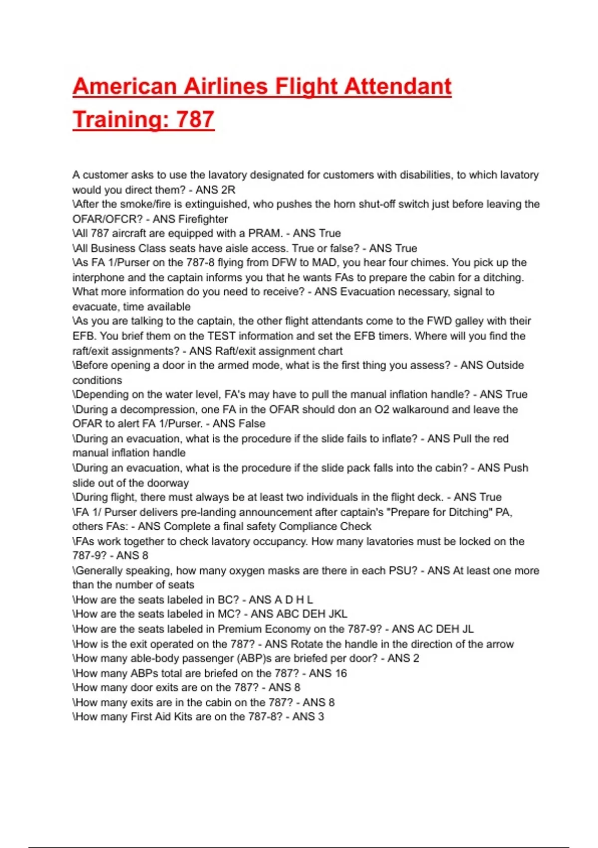 AMERICAN AIRLINES FLIGHT ATTENDANT TRAINING MANUAL PDF visual data 4