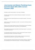 Journeyman and Master Plumbing Exam Question Bank With 100&percnt; Correct Answers 2025