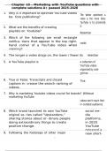 Chapter 10 - Marketing with YouTube questions with complete solutions A&plus; passed 2025-2026