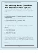 Fair Housing Exam Questions And Answers Latest Update