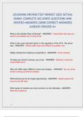 LOUISIANA DRIVING TEST NEWEST 2025 ACTUAL  EXAM&vert; COMPLETE ACCURATE QUESTIONS AND  VERIFIED ANSWERS &lpar;100&percnt; CORRECT ANSWERS&rpar;  ALREADY GRADED A&plus; 