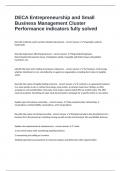 DECA Entrepreneurship and Small Business Management Cluster Performance indicators fully solved