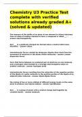 Chemistry U3 Practice Test complete with verified solutions already graded A&plus;&lpar;solved & updated&rpar;