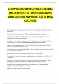 GROWTH AND DEVELOPMENT ACROSS THE LIFESPAN TEST BANK QUESTIONS WITH VERIFIED AND COMPLETE SOLUTIONS&semi; 100&percnt; GUARANTEED TO PASS