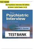 Test Bank For The Psychiatric Interview 5th Edition&lpar; Daniel J&period; Carlat &comma; 2025&rpar; All Chapters 1-34&vert; Newest Edition