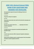 ANSC 1011 &lpar;Animal Science&rpar; FINAL  EXAM STUDY QUESTIONS AND  ANSWERS FOR CROSSLAND&period;