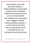 PSYCHIATRIC ADVANCED PRACTICE NURSING&colon; A BIOPSYCHOSOCIAL FOUNDATION FOR PRACTICE 1ST EDITION PERESE TEST BANK EXAM WITH ACTUAL NGN QUESTIONS AND VERIFIED WELL EXPLAINED 100&percnt; CORRECT ANSWERS WITH RATIONALES GRADED A&plus; LATEST UPDATE 2025 WITH 100&percnt; GUARANTEED