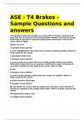 ASE - T4 Brakes - Sample Questions and answers