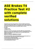 ASE Brakes T4 Practice Test -2 with complete verified solutions
