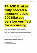 T4 ASE Brakes fully solved & updated 2025-2026&lpar;latest version verified for accuracy&rpar;&period;