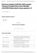 EpicCare Inpatient &lpar;INP402&rpar; &lpar;2025 update&rpar; COMPLETE QUESTIONS AND VERIFIED ANSWERS &lpar;Elaborated&rpar; Aready graded A&plus;&excl;&excl;