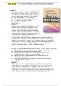 Test Bank For Psychiatric-Mental Health Nursing Ninth Edition by SHEILA L&period; VIDEBECK&vert;&vert;ISBN NO&colon;10&comma;1975184777&vert;&vert;ISBN NO&colon;13&comma;978-1975184773&vert;&vert;All Chapters&vert;&vert;Complete Guide A&plus;&vert;&vert;Latest Update