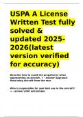 USPA A License Written Test fully solved & updated 2025-2026&lpar;latest version verified for accuracy&rpar;