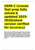 USPA C License Test prep fully solved & updated 2025-2026&lpar;latest version verified for accuracy&rpar;