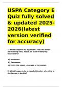 USPA Category E Quiz fully solved & updated 2025-2026&lpar;latest version verified for accuracy&rpar;&period;