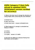 USPA Category F Quiz fully solved & updated 2025-2026&lpar;latest version verified for accuracy&rpar;