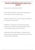 EXAM 1 FAML400 Questions And Correct  Answers