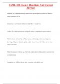 FAML 400 Exam 1 Questions And Correct  Answers