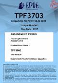 TPF3703 Assignment 50 PORTFOLIO &lpar;ANSWERS&rpar; 2025 - DISTINCTION GUARANTEED