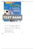 Test Bank - Nursing in Today's World&colon; Trends&comma; Issues&comma; and Management&comma; 12th Edition &lpar;Buckway&comma; 2023&rpar;&comma; Chapter 1-15 &vert; All Chapters