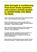 ISSA Strength & Conditioning Final Exam Study questions and answers already graded A&plus;