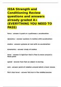 ISSA Strength and Conditioning Review questions and answers already graded A&plus;