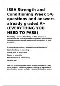 ISSA Strength and Conditioning Week 5 6 questions and answers already graded A&plus;