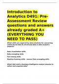 Introduction to Analytics D491 Pre-Assessment Review questions and answers 